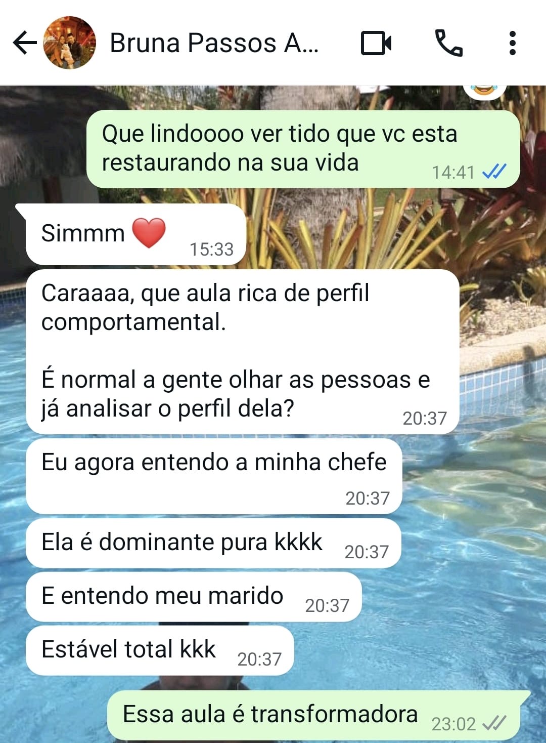 Mensagem enviada por Bruna Passos sobre a experiência na mentoria MEP